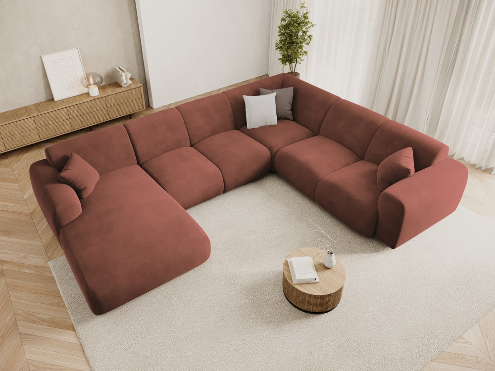 
6-Sitzer Design Panorama-Sofa „Nolio“ - Samt Terracotta dunkel / Lange Seite rechts