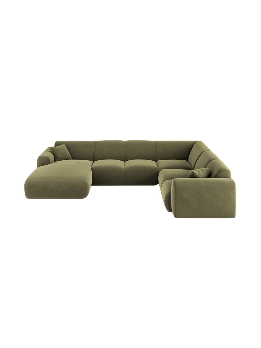
6-Sitzer Design Panorama-Sofa „Nolio“ - Samt Hellgrün / Lange Seite rechts