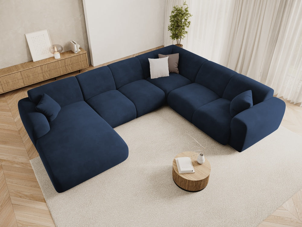 
6-Sitzer Design Panorama-Sofa „Nolio“ - Samt Königsblau / Lange Seite rechts