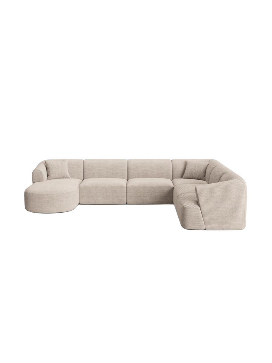 
7-Seater Designer Panoramic Sofa "Campi" - Corduroy Cappuccino / Long side right