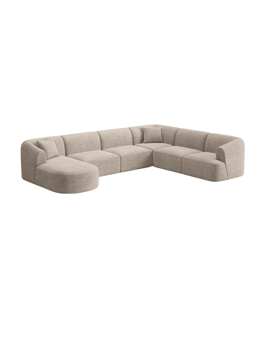 
7-Seater Designer Panoramic Sofa "Campi" - Corduroy Cappuccino / Long side right