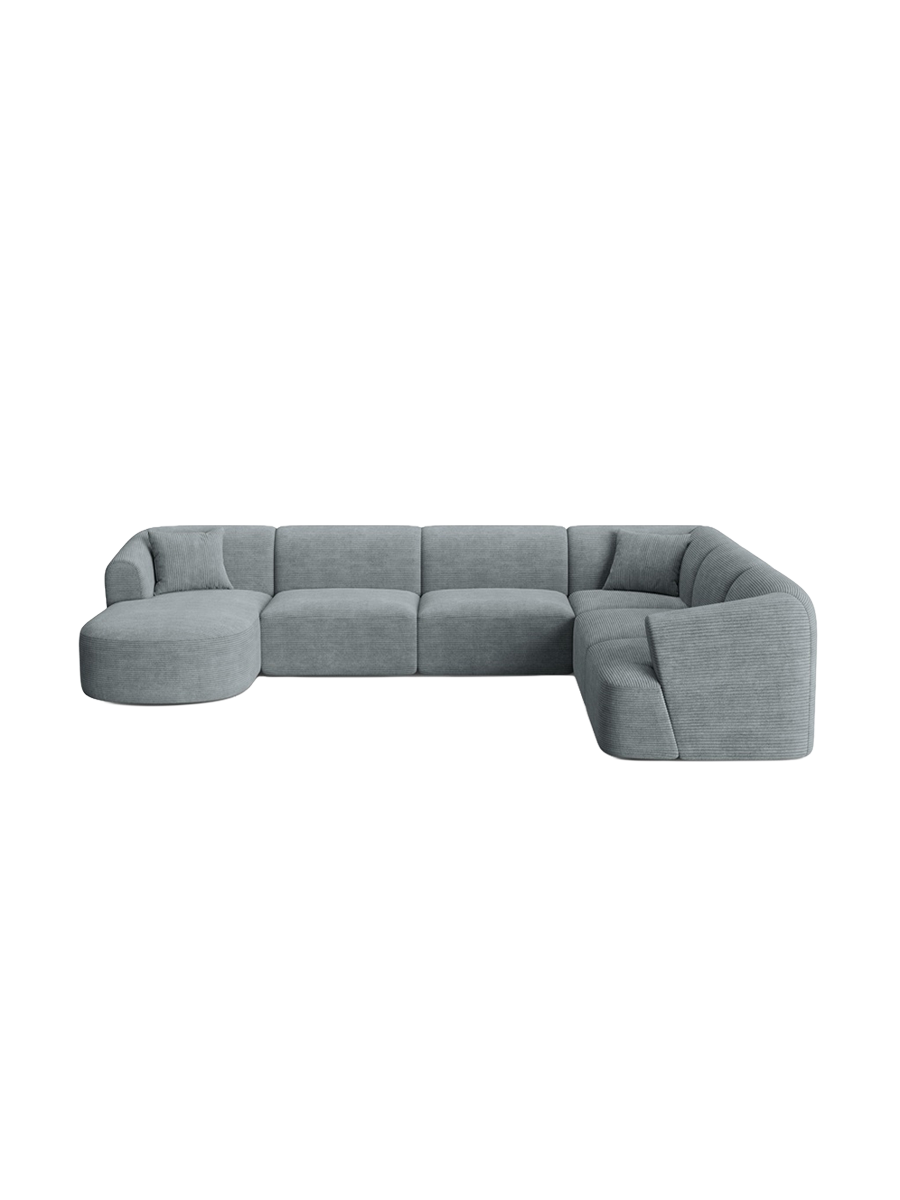
7-Seater Designer Panoramic Sofa "Campi" - Cord Dark Grey / Long side right