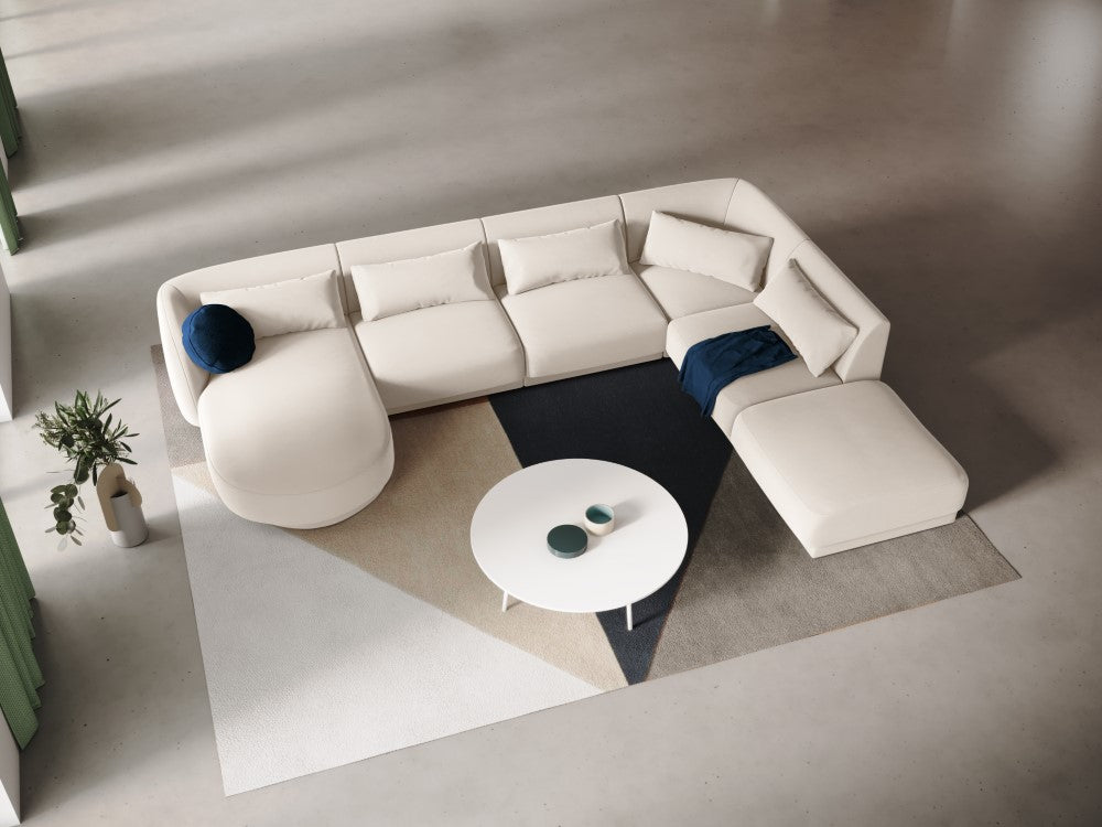 
6-Seater Designer Panorama Sofa "Tulum" - Light Beige Velvet / long side right