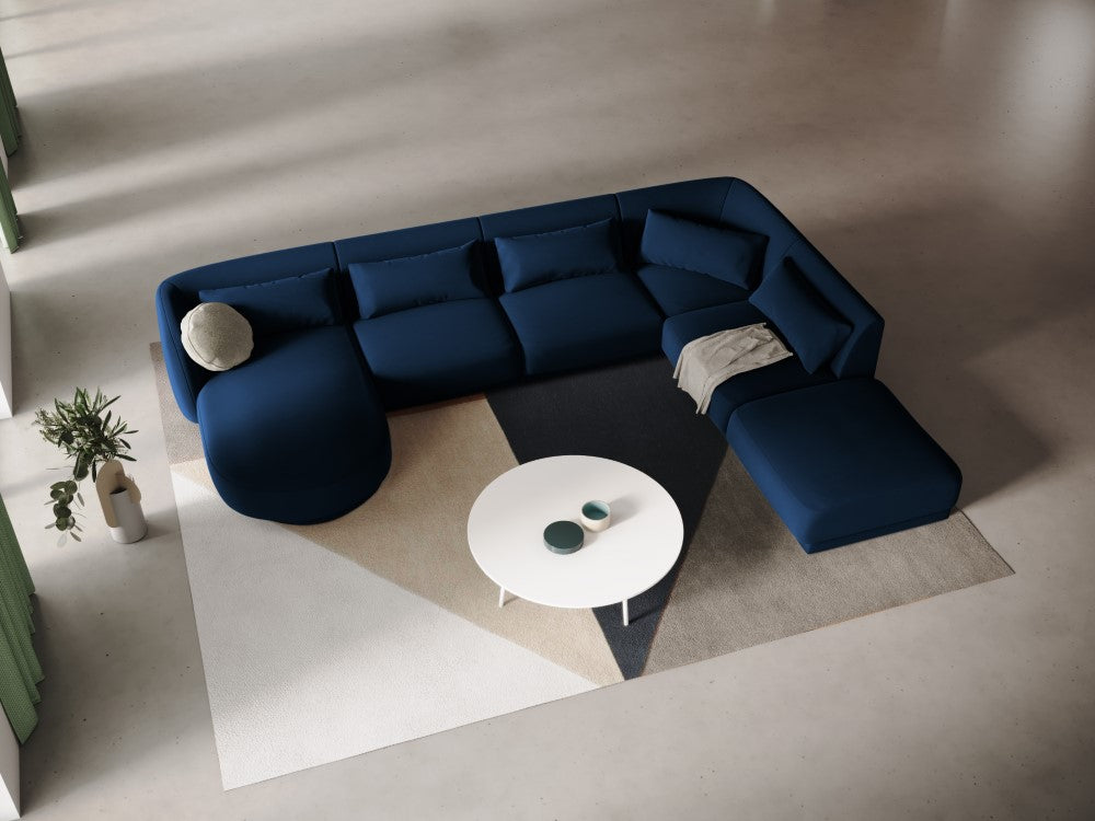 
6-Seater Designer Panorama Sofa "Tulum" - Velvet Royal Blue / long side right