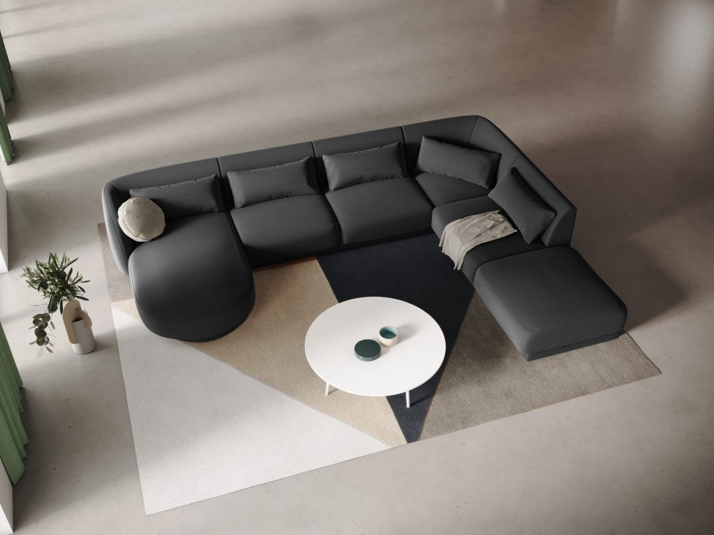 
6-Seater Designer Panorama Sofa "Tulum" - Velvet Grey / long side right