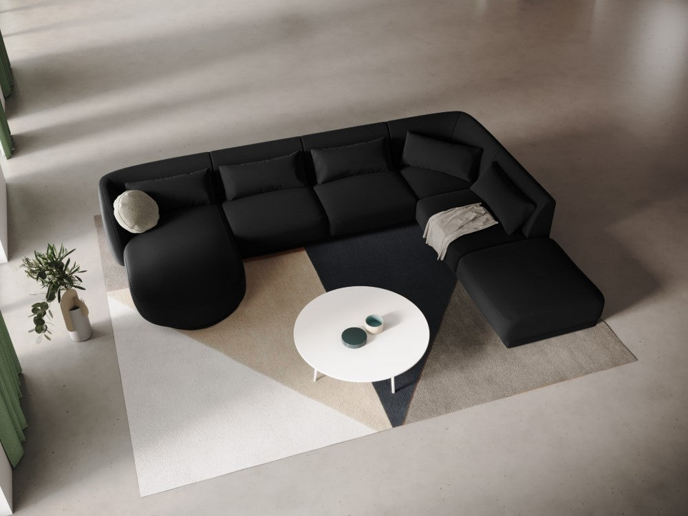 
6-Seater Designer Panorama Sofa "Tulum" - Velvet Black / long side right