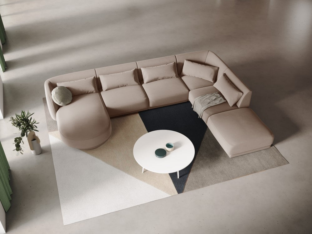 
6-Seater Designer Panorama Sofa "Tulum" - Velvet Beige / long side right