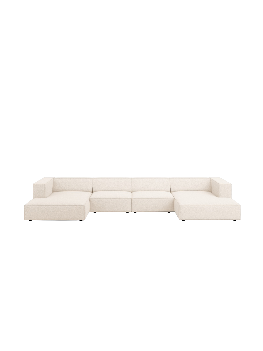 
6-Seater Designer Panorama Sofa "Arendal" - Chenille Light Beige