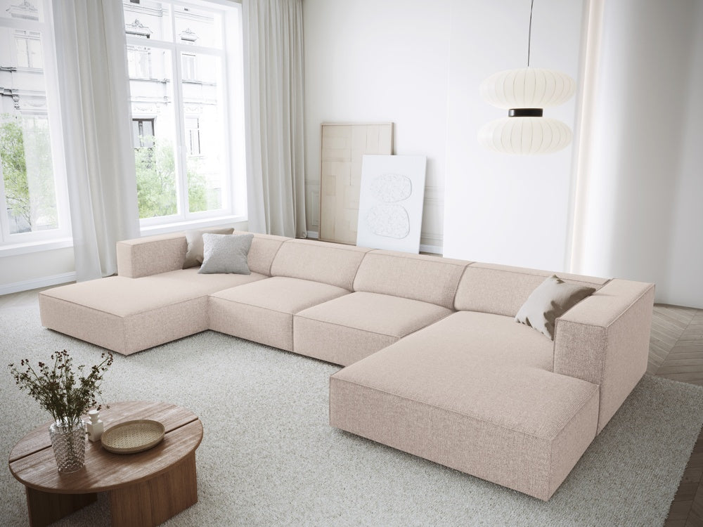 
6-Seater Designer Panorama Sofa "Arendal" - Chenille Beige