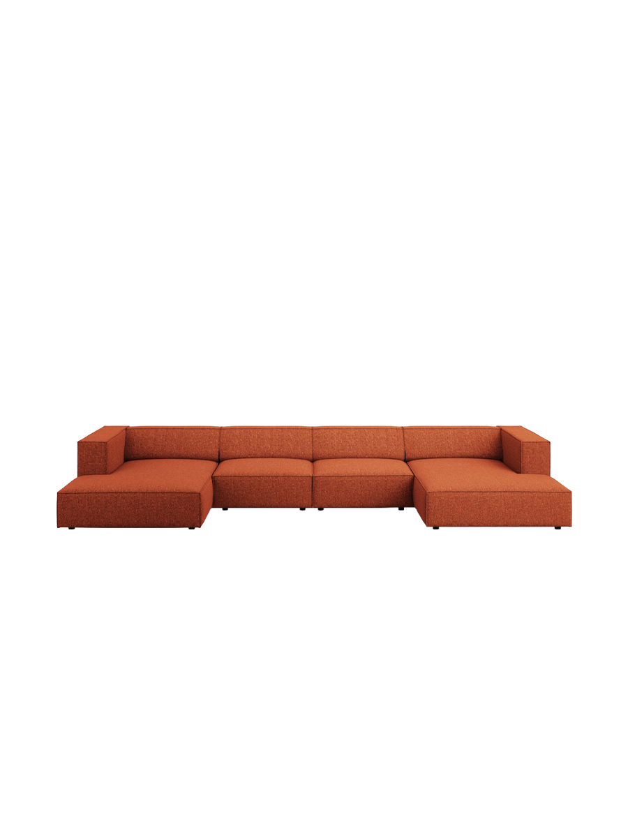 
6-Seater Designer Panorama Sofa "Arendal" - Chenille Terracotta