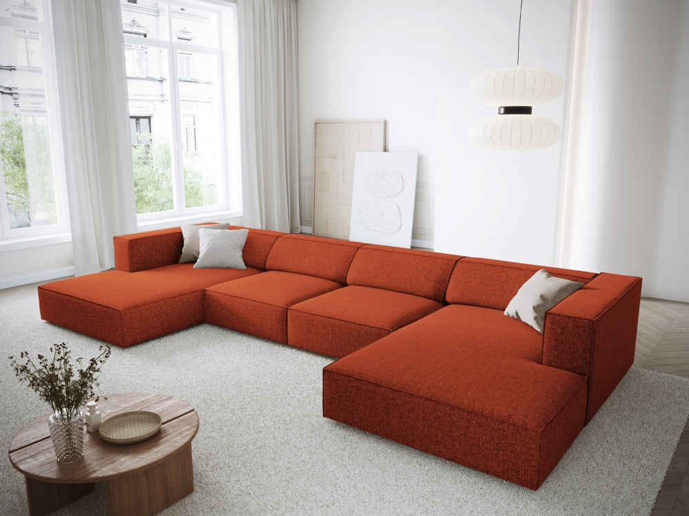 
6-Seater Designer Panorama Sofa "Arendal" - Chenille Terracotta