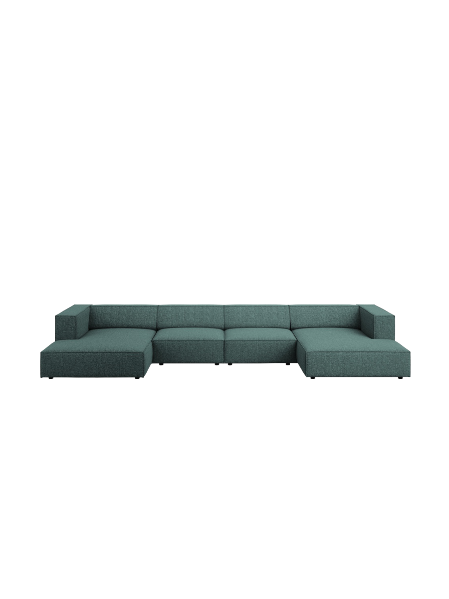 
6-Seater Designer Panorama Sofa "Arendal" - Petrol Chenille