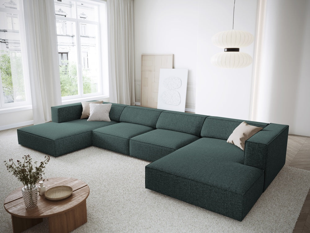 
6-Seater Designer Panorama Sofa "Arendal" - Petrol Chenille