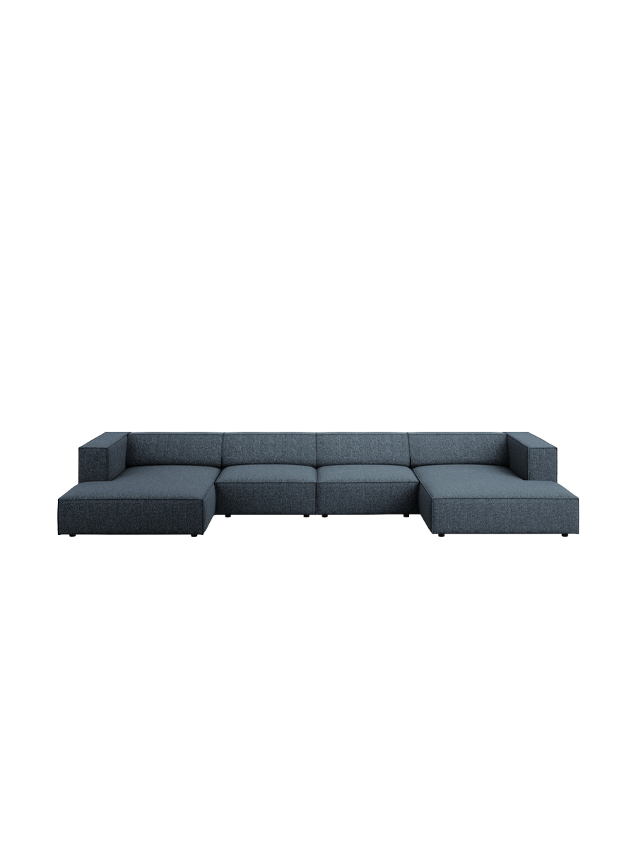 
6-Seater Designer Panorama Sofa "Arendal" - Chenille Royal Blue