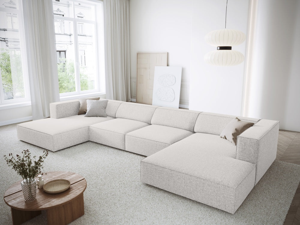 
6-Seater Designer Panorama Sofa "Arendal" - Chenille Light Grey