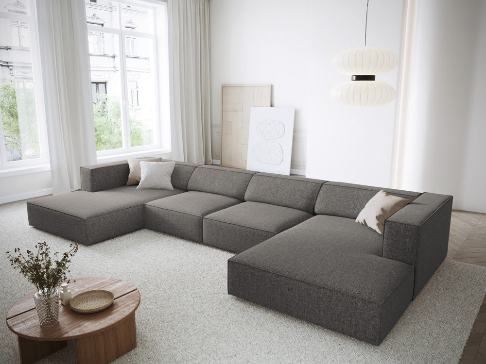
6-Seater Designer Panorama Sofa "Arendal" - Chenille Grey