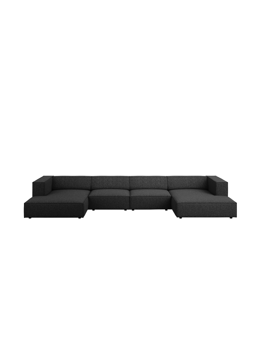 
6-Seater Designer Panorama Sofa "Arendal" - Chenille Black