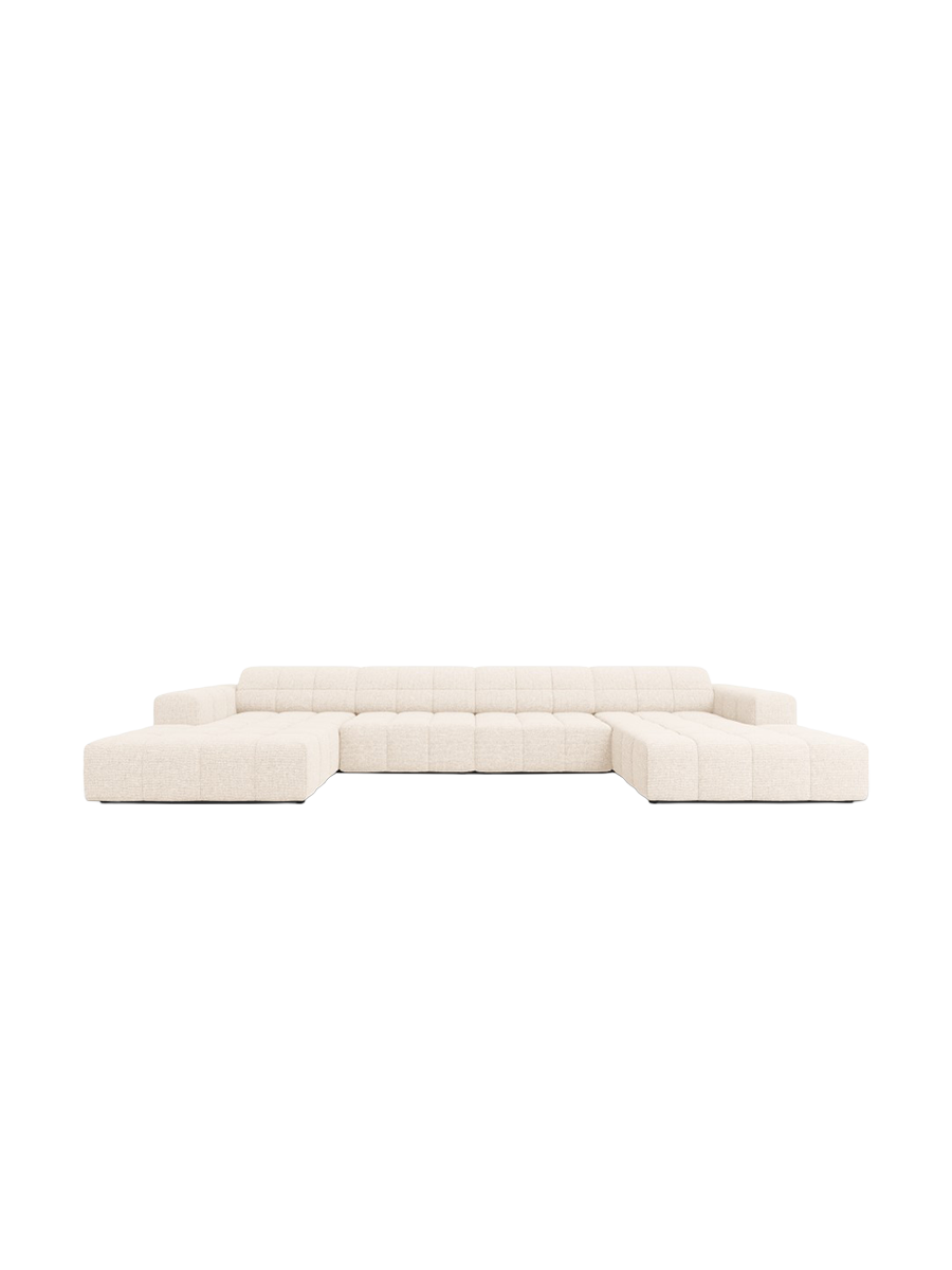 
6-Seater Designer Panoramic Sofa "Chicago" - Chenille Light Beige