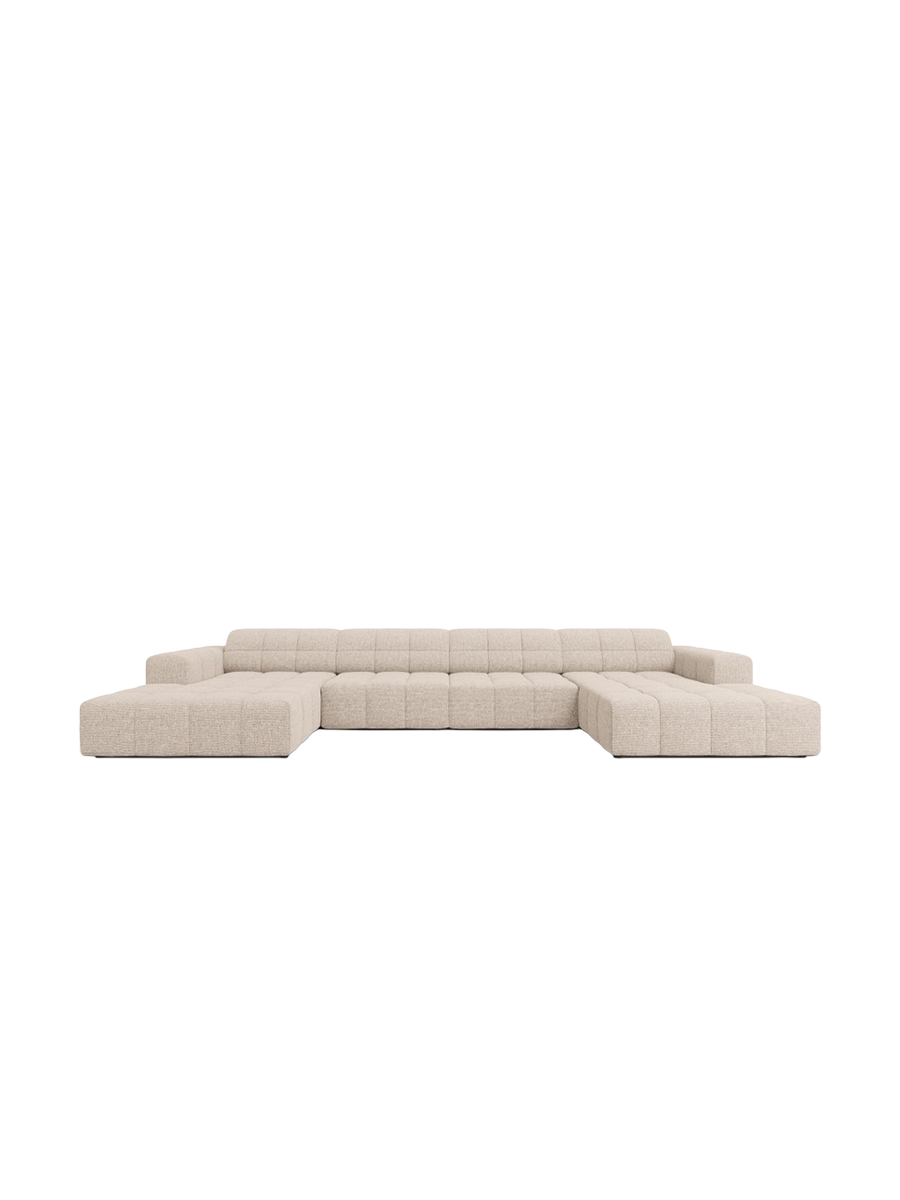 
6-Seater Designer Panoramic Sofa "Chicago" - Chenille Beige