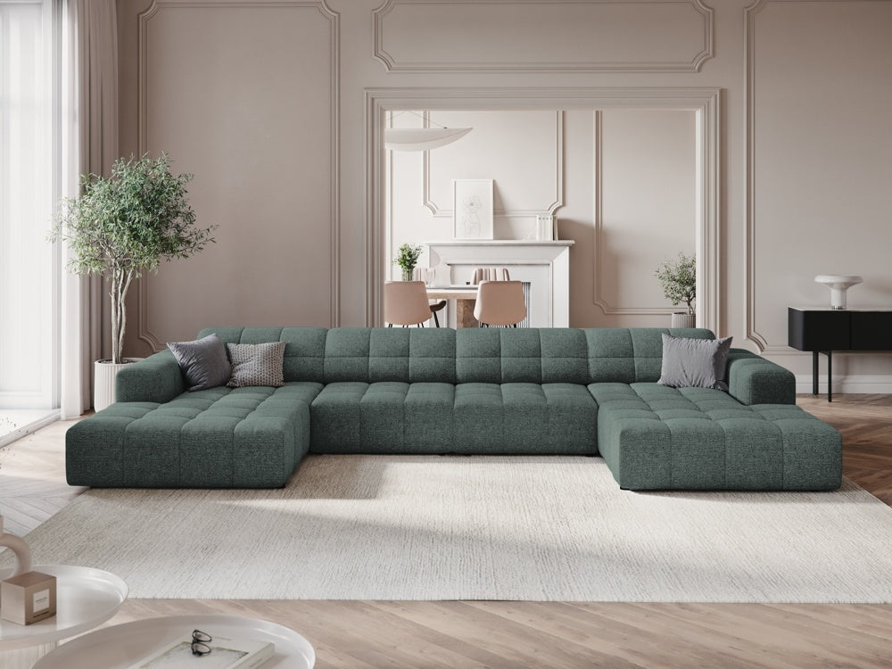 
6-Seater Designer Panoramic Sofa "Chicago" - Petrol Chenille
