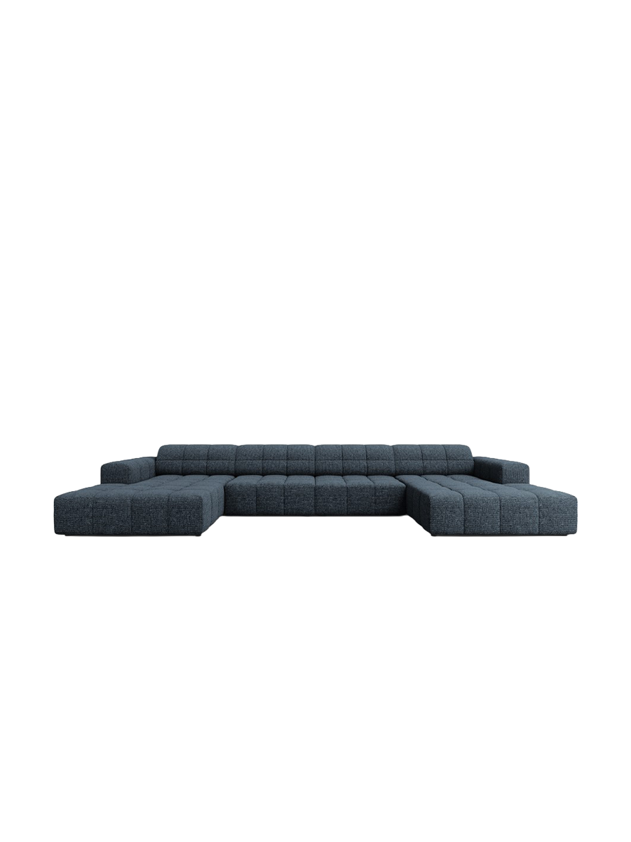 
6-Seater Designer Panoramic Sofa "Chicago" - Chenille Royal Blue