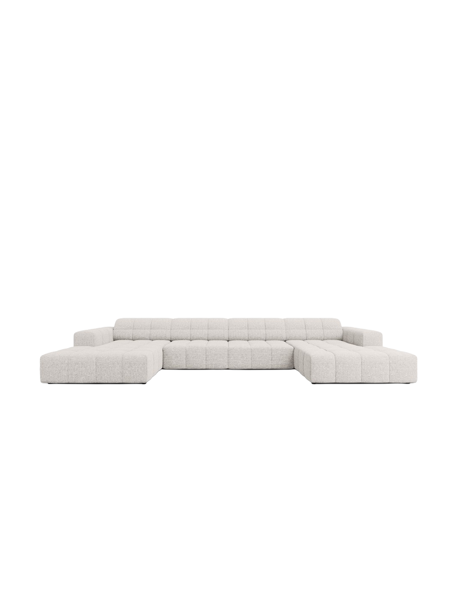 
6-Seater Designer Panoramic Sofa "Chicago" - Chenille Light Grey