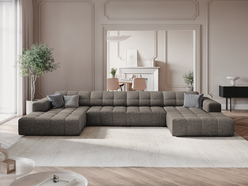 
6-Seater Designer Panoramic Sofa "Chicago" - Chenille Grey