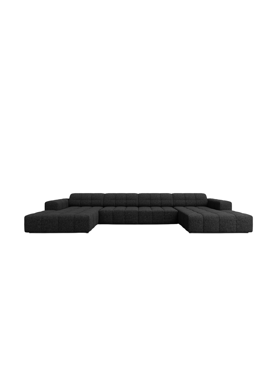 
6-Seater Designer Panoramic Sofa "Chicago" - Chenille Black