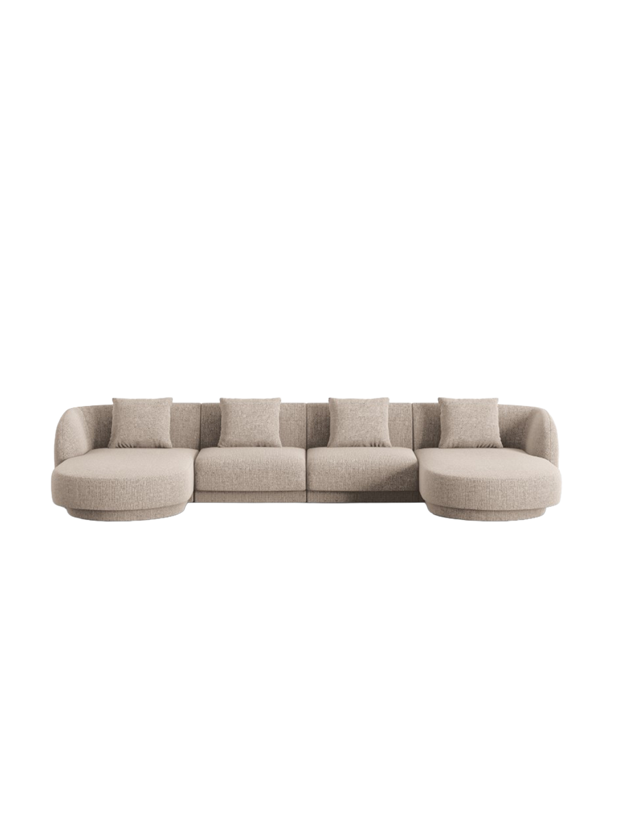 
5-Seater Designer Panoramic Sofa "Tulum" - Chenille Beige