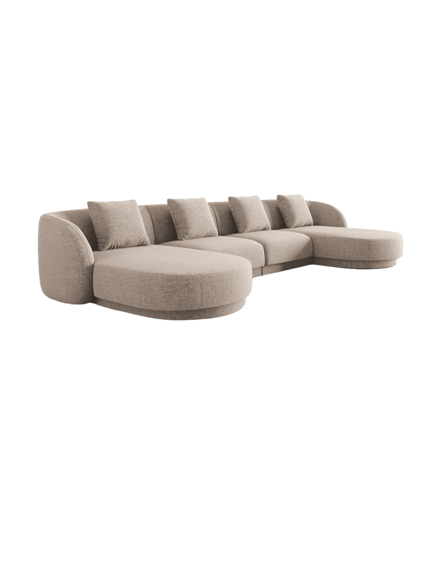 
5-Seater Designer Panoramic Sofa "Tulum" - Chenille Beige
