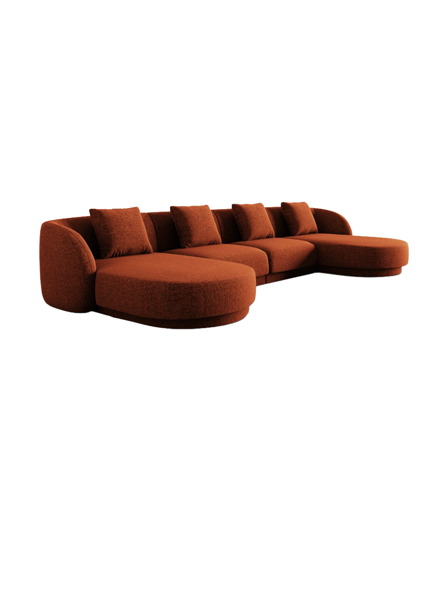 
5-Seater Designer Panoramic Sofa "Tulum" - Chenille Terracotta