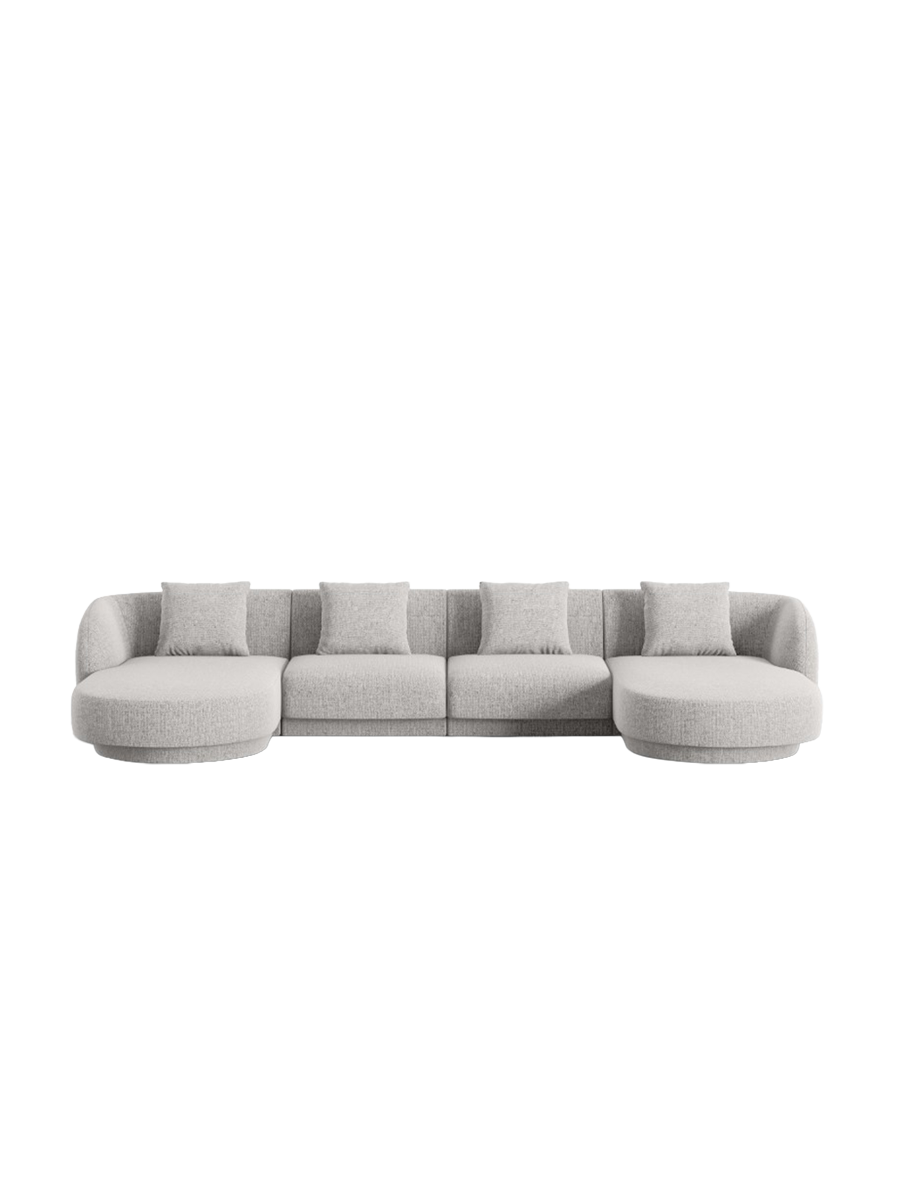 
5-Seater Designer Panoramic Sofa "Tulum" - Chenille Light Grey