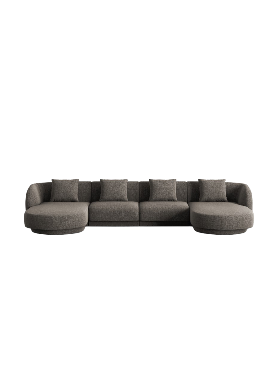 
5-Seater Designer Panoramic Sofa "Tulum" - Chenille Grey