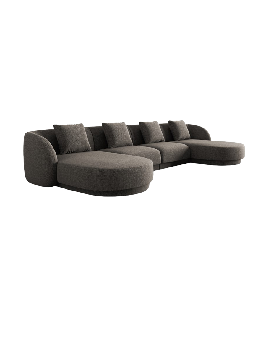 
5-Seater Designer Panoramic Sofa "Tulum" - Chenille Grey