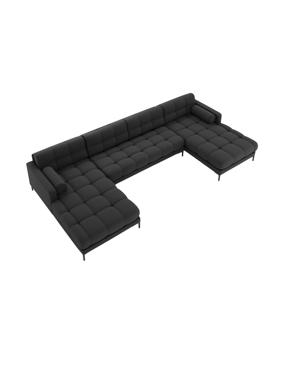 
7-Sitzer Design Panorama-Sofa „Bali“ - Strukturstoff Dunkelgrau / Schwarz