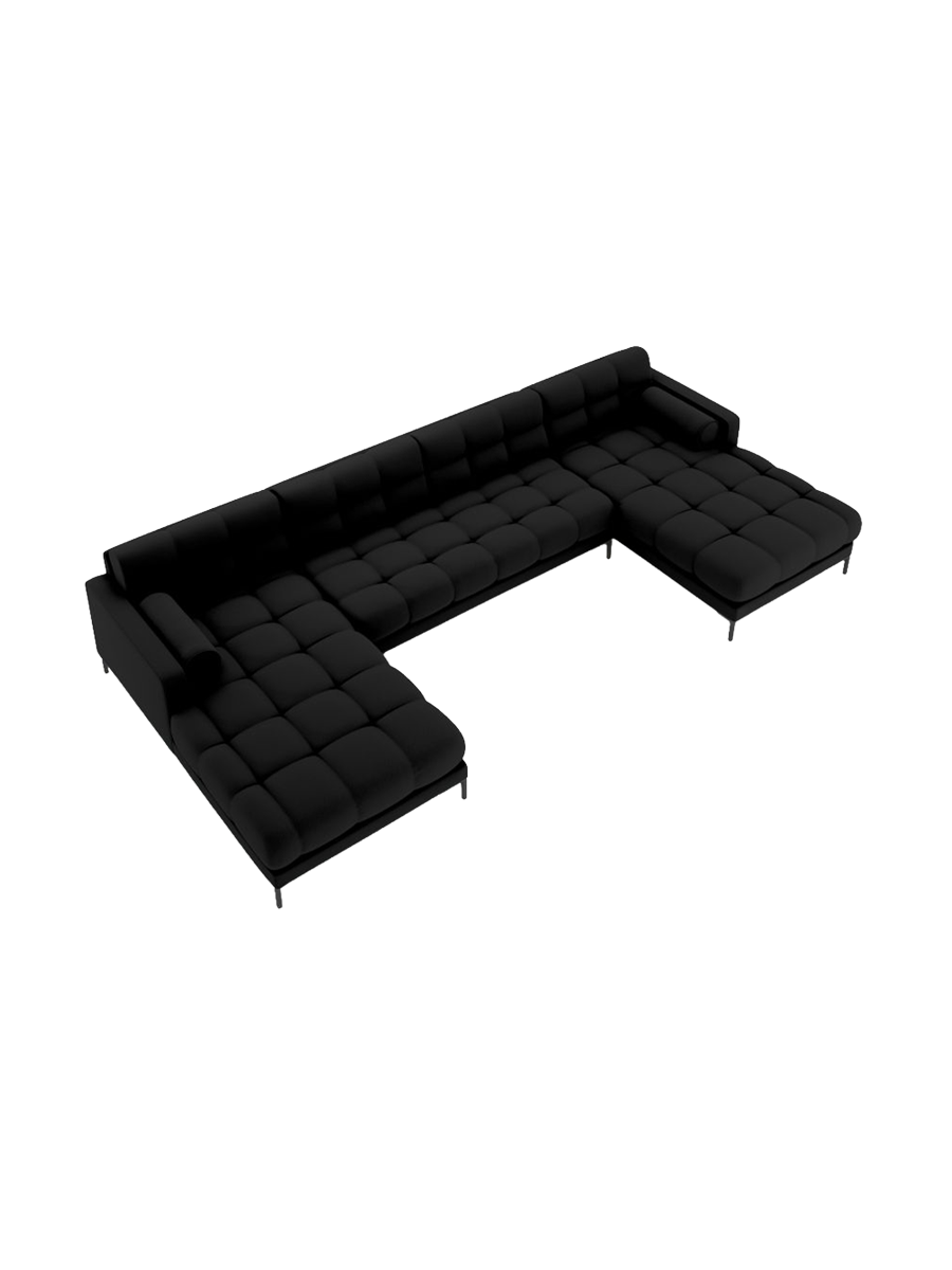 
7-Sitzer Design Panorama-Sofa „Bali“ - Strukturstoff Schwarz / Schwarz