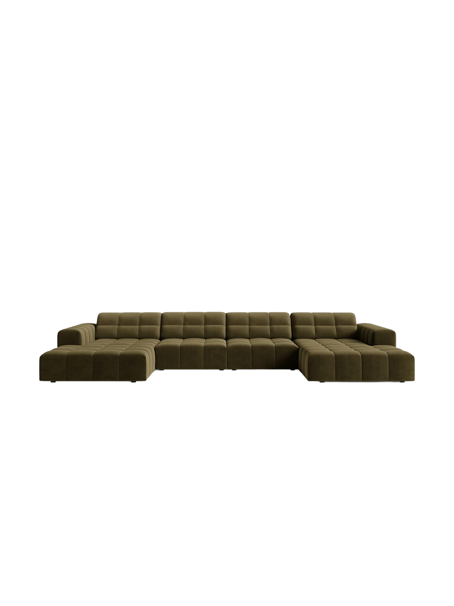 
6-Seater Designer Panoramic Sofa "Chicago" - Velvet Green