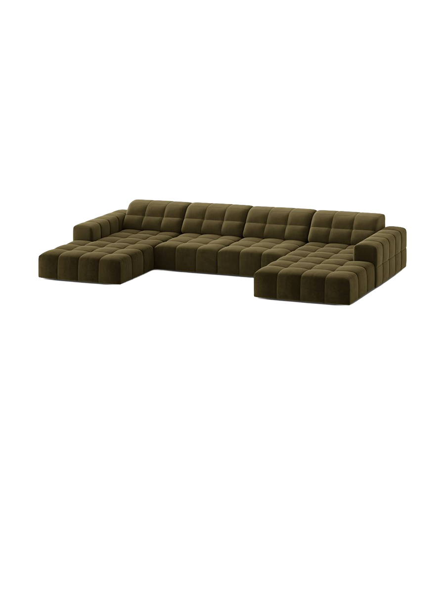 
6-Seater Designer Panoramic Sofa "Chicago" - Velvet Green