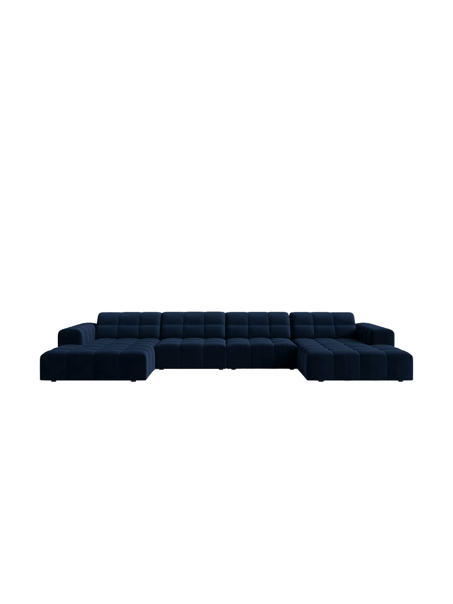 
6-Seater Designer Panoramic Sofa "Chicago" - Velvet Royal Blue