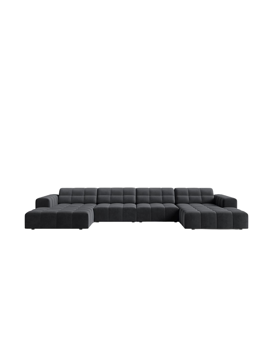 
6-Seater Designer Panoramic Sofa "Chicago" - Velvet Grey