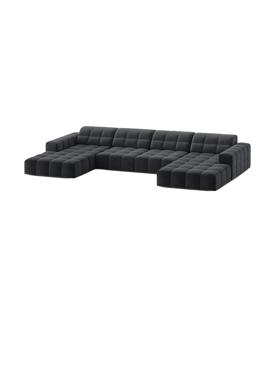 
6-Seater Designer Panoramic Sofa "Chicago" - Velvet Grey