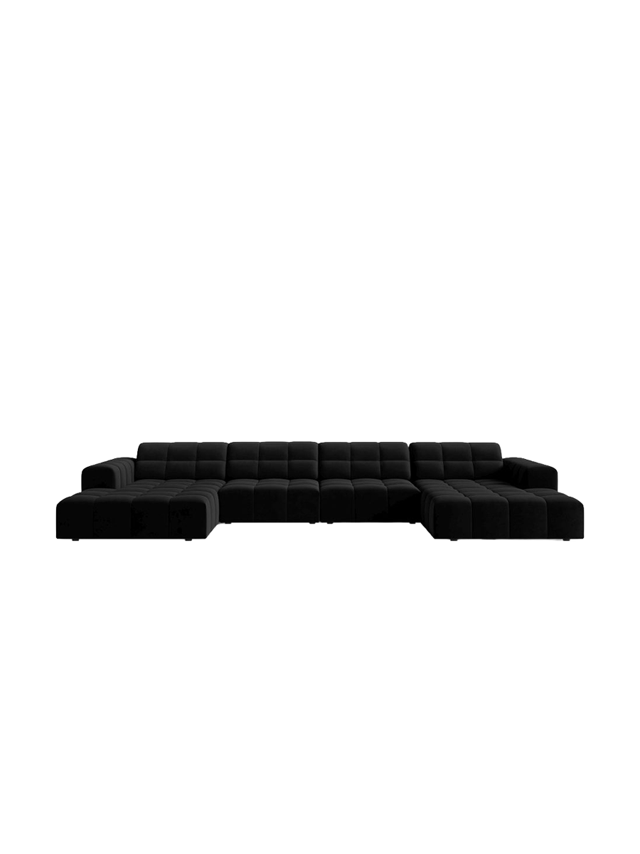 
6-Seater Designer Panoramic Sofa "Chicago" - Velvet Black