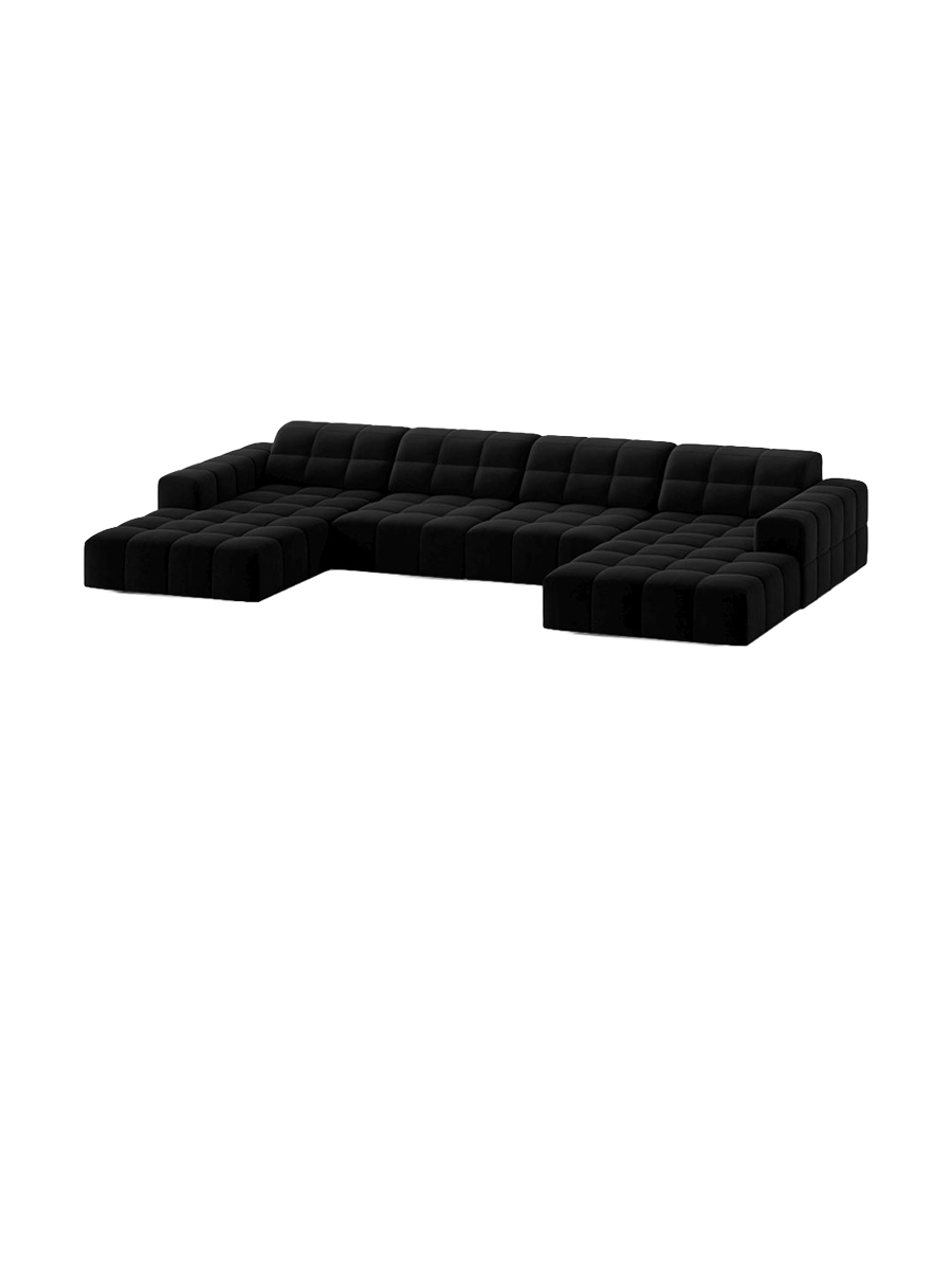 
6-Seater Designer Panoramic Sofa "Chicago" - Velvet Black