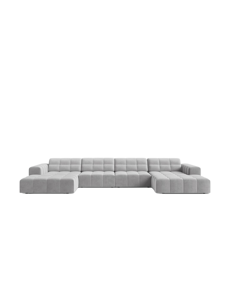 
6-Seater Designer Panoramic Sofa "Chicago" - Velvet Silver