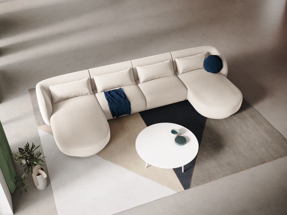 
5-Seater Designer Panoramic Sofa "Tulum" - Light Beige Velvet