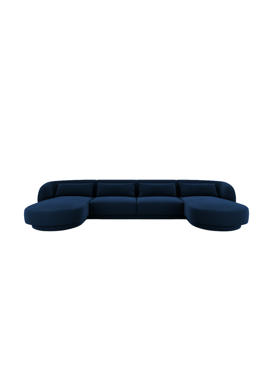 
5-Seater Designer Panoramic Sofa "Tulum" - Velvet Royal Blue
