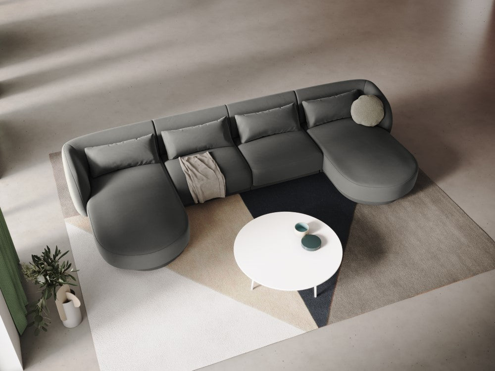 
5-Seater Designer Panoramic Sofa "Tulum" - Velvet Light Grey