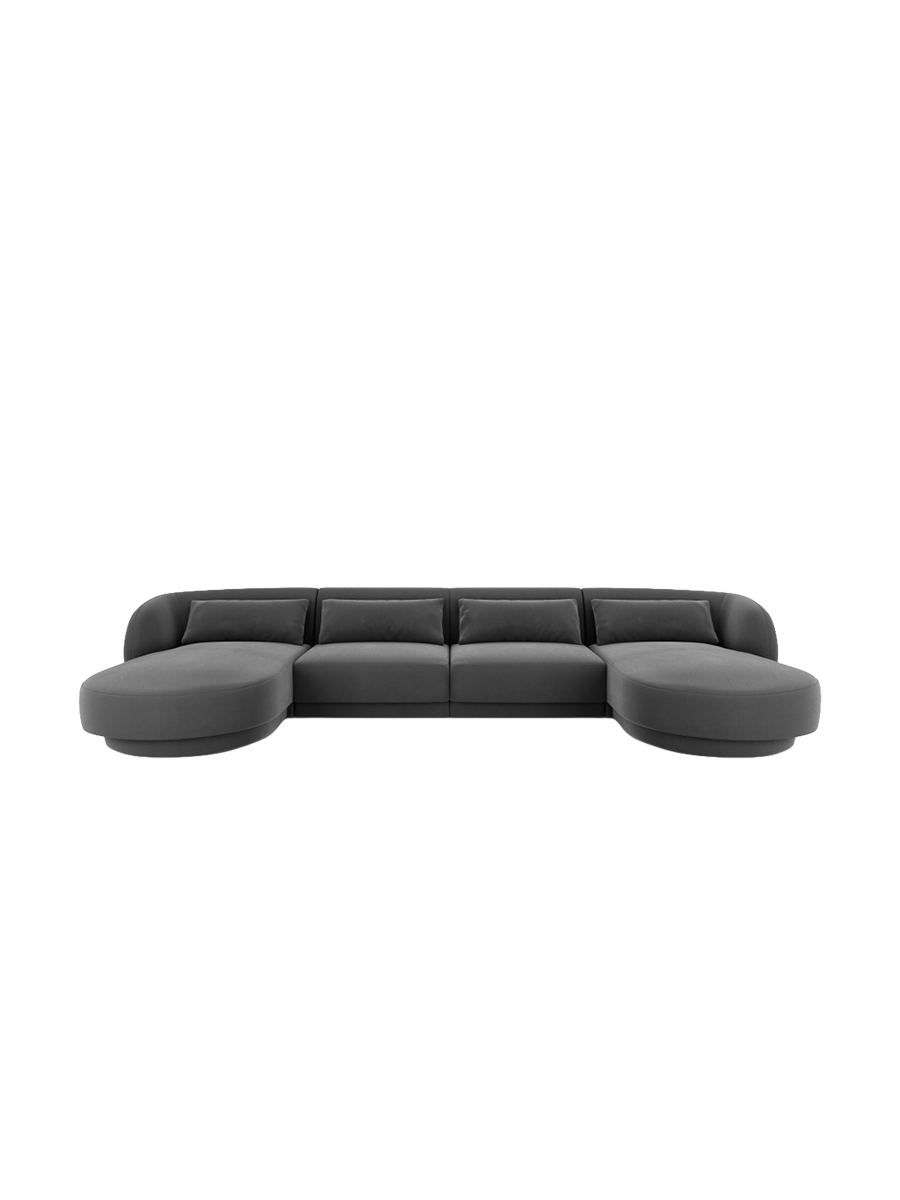
5-Seater Designer Panoramic Sofa "Tulum" - Velvet Grey