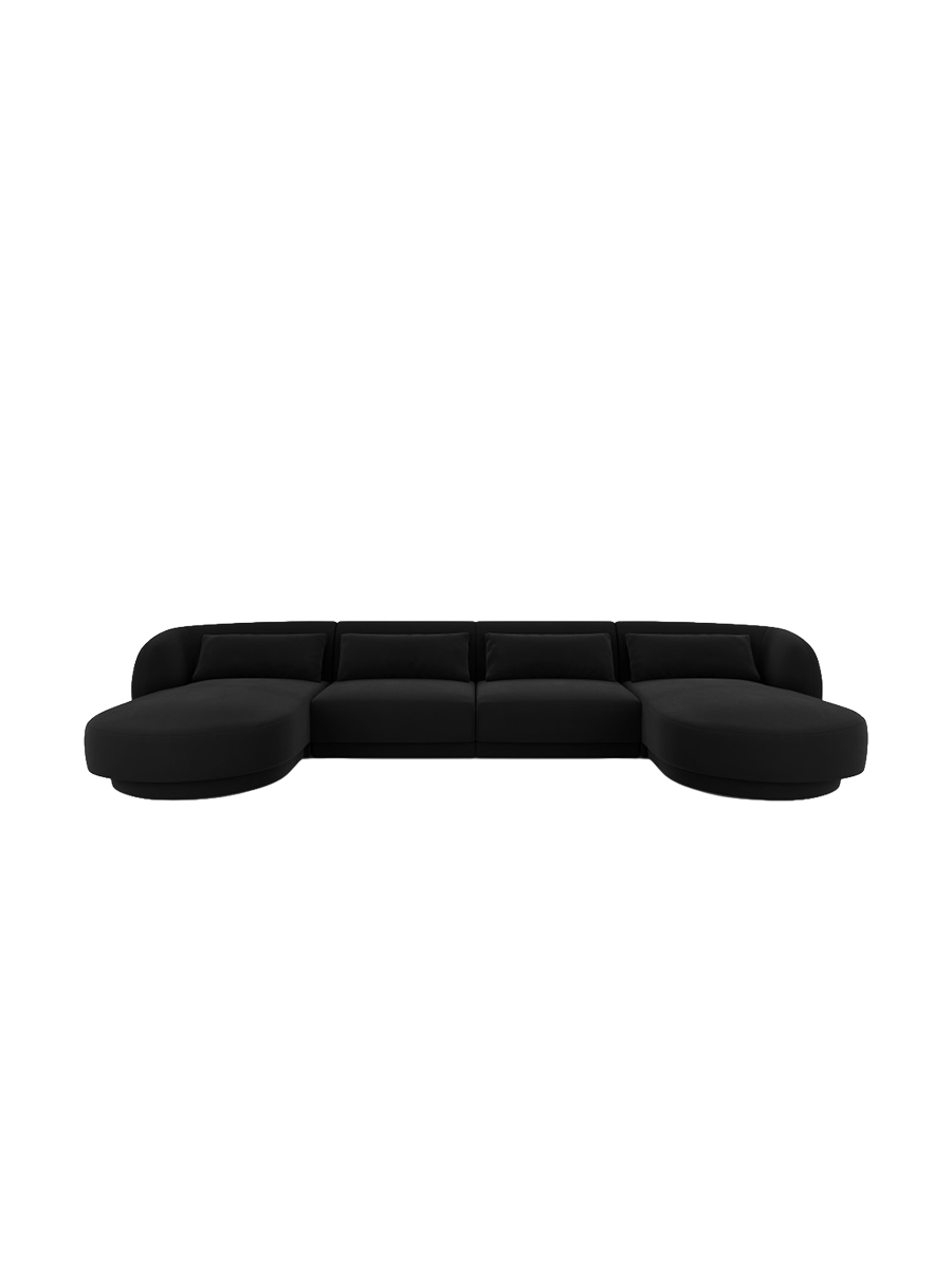 
5-Seater Designer Panoramic Sofa "Tulum" - Velvet Black