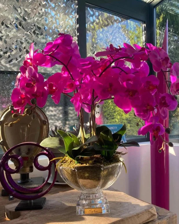 
Diffuseur de parfum d'ambiance de luxe « Luxury Orchid Centerpiece Bouquet » - Fuchsia et doré